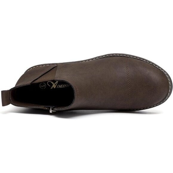 Women's Dark Brown Wedge Chelsea Boots Lug Sole Platform Ankle Booties Zipper - Picture 3 of 6